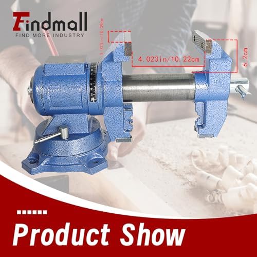 findmall Multipurpose Heavy Duty Multi-Jaw Vise with Swivel Base and Head for Clamping Fixing Equipment - 360-Degree Rotation, Home or Industrial Use (4 inch)
