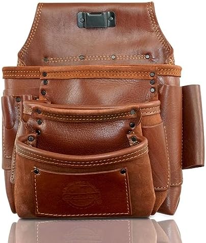 Graintex Ambassador Series 10 Pocket Framers Professional Nail & Tool Pouch Durable and Versatile Genuine Top Grain Leather for Framers, Constructors, Electricians, Plumbers, Handyman
