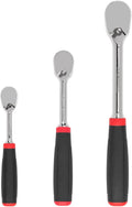 TEKTON 1/4, 3/8, 1/2 Inch Drive Ratchet Set, 3-Piece | SRH91002 | 6, 8, 10-1/2 in., Non-Quick-Release, Comfort Grip