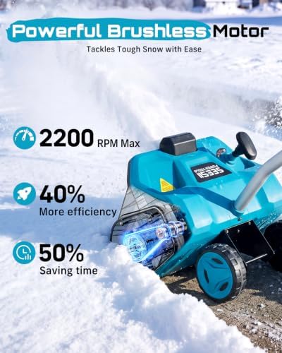 Electric Snow Shovel with Wheels, 40V 16.5" Brushless Cordless Snow Blower