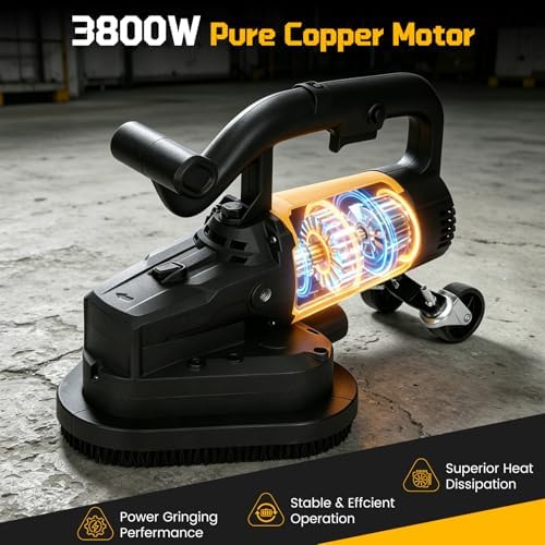 3-Head Concrete Floor Grinder, 3800W Electric Diamond Polisher Machine