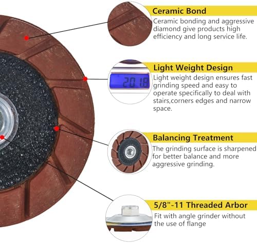 5" Ceramic Bond Diamond Cup Wheel for Concrete, 5/8-11, 50 Grit