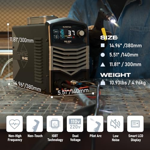 Sunstac 50A Plasma Cutter with Non-HF Pilot Arc, 110V/220V