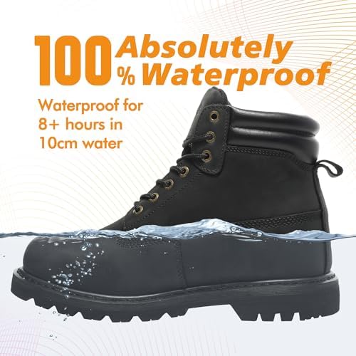 Work Boots for Men Soft Toe Waterproof Leather Workboots