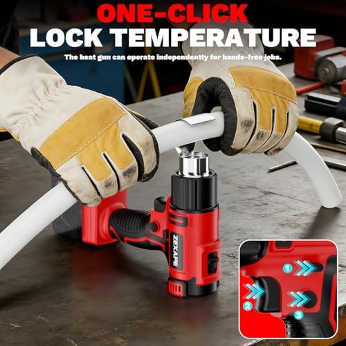 Cordless Heat Gun Compatible with Milwaukee 18V Battery, 350W Fast Heating Soldering Gun with LED Light, 122℉-1022℉ Variable Temperature with 5 Nozzles for DIY Craft, Shrink Tubing (Tool Only)