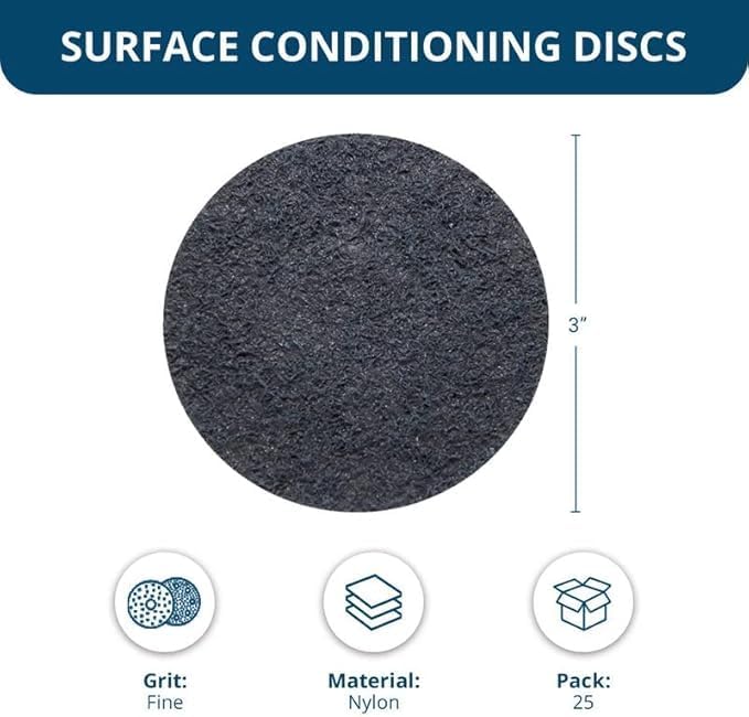 Benchmark Abrasives 3 Inch Sanding Discs Quick Change Nylon Surface Conditioning Discs, Drill & Die Grinder Sanding Disc Rust Remover for Metal Paint Stripper & Removal, Polishing - (25 Pack)(Fine)