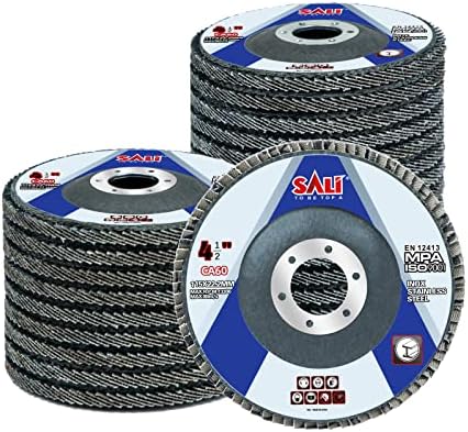 Sali 24 Pack Flap Disc 60 Grit 4.5" x 7/8-Inch Sanding Disc Bevel Type #29 Premium and Industrial Grade Angle Grinder Grinding Wheel High Performance Edge Grinding