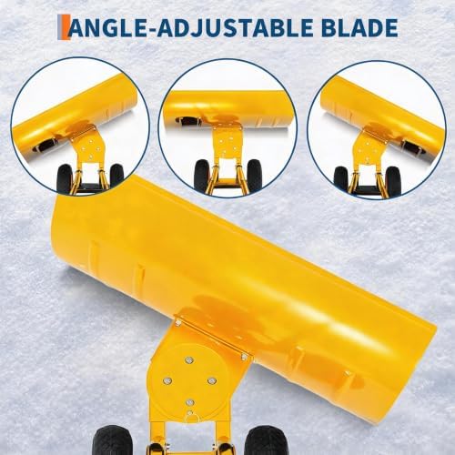 MAXSA 29" W × 20" H Adjustable Snow Shovel with Wheels for Driveway, Yellow