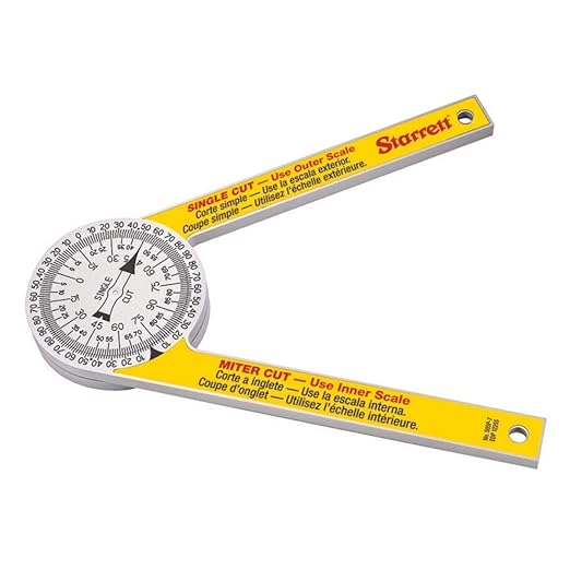 Starrett ProSite Miter Protractor Angle Finder with Two Laser Engraved Scales - Ideal for Carpenters, Plumbers, and DIY Home Improvement - 7" Narrow Plastic - 505P-7