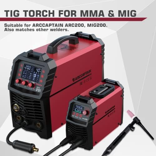 ARCCAPTAIN TIG Welding Gun, WP-17V Argon TIG Torch with 13 FT Red Air Hose
