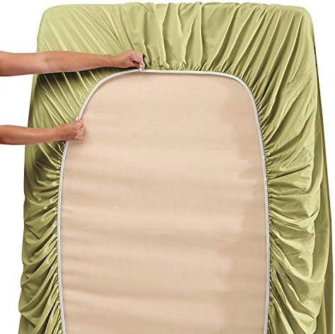JS Sanders 1200 Thread Count Queen 4PC Bed Sheet Set Egyptian, Deep Pocket Deep Pocket, SAGE Green