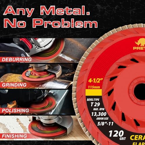 Ceramic Flap Discs 4 1/2 for Angle Grinder, 120 Grit Type 29, 6 Pack