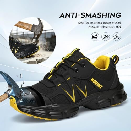 Hogent Steel Toe Shoes for Men Women - Non Slip & Lightweight Work Shoes