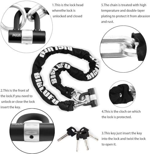 Motorcycle Chain Locks, 4FT x 12mm Heavy Duty Bike Chain Lock