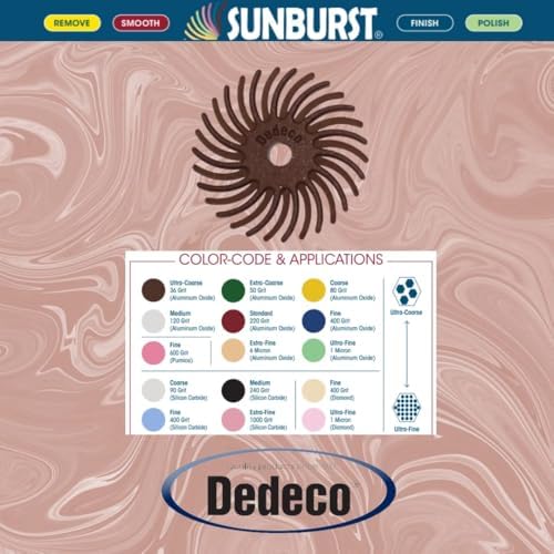 Dedeco Sunburst Radial Bristle Discs 12-Pack - 3" Curved - 3/8" Arbor - Brown 36 Grit (Ultra-Coarse) - Aluminum Oxide for Polishing & Finishing