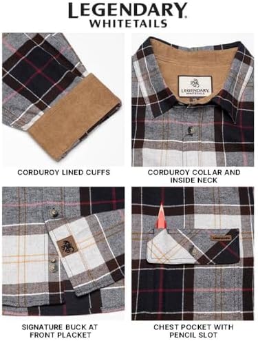 Legendary Whitetails Mens Flannel Long Sleeve Button Down 100% Cotton Shirt