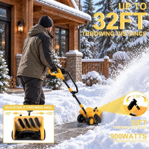 Cordless Snow Shovel, 13" Electric Snow Shovel with 2×3.0Ah Batteries