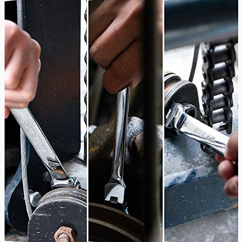 Qnkaa Flexible Ratchet Wrench Set 12pcs 8-19mm Spanner Gear Ring Ratcheting Combination Flexi Wrench Kit Metric Flex Head