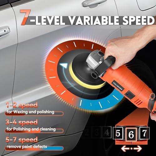 1580W Rotary Car Buffer Polisher 7 Variable Speed for Polishing Waxing