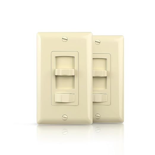 ECOELER Slide Dimmer Switch, Single-Pole/3 Way, Full Range Dimming for 300W Dimmable LED/CFL Lights and 600W Incandescent/Halogen, Wall Plate Included, ETL Listed, Ivory, 2 Pack