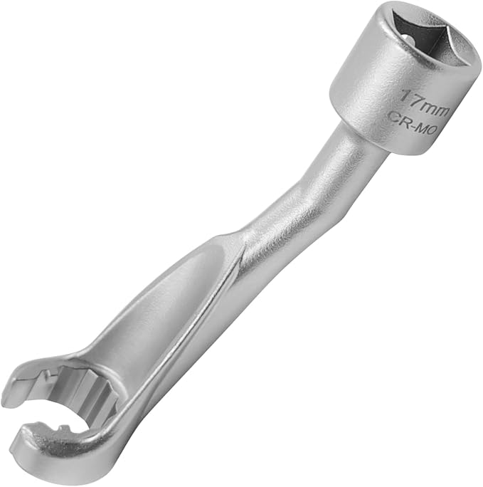 17mm 12 Point 1/2" Dr. Common Rail Injection Fuel Line Nut Socket | Open Socket Wrench, Diesel Engine Temperature Removal Tool, Exhaust Gas Temp Sensor Extractor