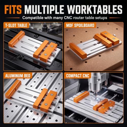 Low Profile Aluminum Mini Cnc Vise for Router Machine, Workholding Clamp for Wood & Metal Milling, 7.87"x3.94", 136mm Clamping Range, Precision Bench Vise for 3018/4040 Desktop Cnc Router