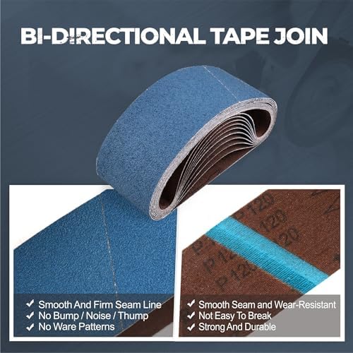 3 x 18 Inch Zirconia Sanding Belts, 20Pcs 5 Each of 40/60/80/120 Grits