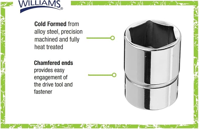 Williams B-626 3/8 Drive Shallow Socket, 6 Point, 13/16-Inch