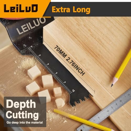 LEILUO 7Pcs Oscillating Tool Blades Wood, 70mm Extra Long Japanese Teeth