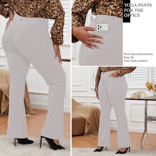 DGD Wrinkle-Free Stretch Dress Pants Plus Size for Women Pull-on Pant Ease into Comfort Office Pant