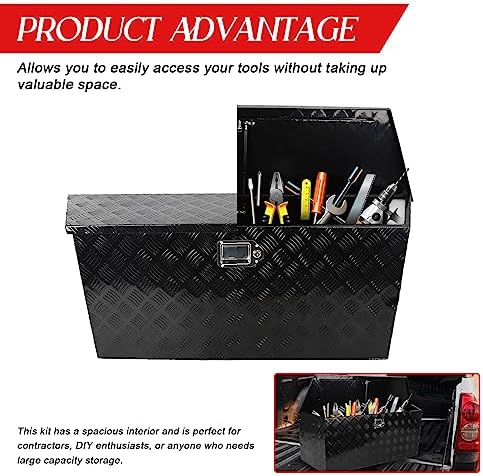 BLACKHORSE-RACING 48.8 Inch Aluminum Trailer Tongue Box Truck Tool Box with Lock & Keys Black - Secure Storage Solution for Your Vehicle