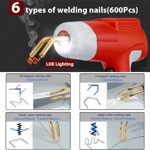 Choerinton Plastic Welder Compatible with Milwaukee 18V Lithium Battery, with 600PCS Staples, Pure Copper Transformer, Rapid Heating, Plastic Welding Kit for Car Bumper, Dashboard & Repair(No Battery)