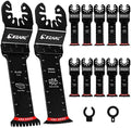 EZARC Oscillating Saw Blades - 10 PCS Extra-Long Reach Arc Edge Multitool with Japanese Teeth, CRV and Bi-Metal Clean Cut for Wood Metal, Universal Quick Release Tool Kits