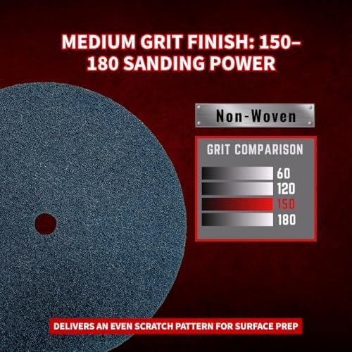 Renegade Products 9" Diameter Surface Prep Buff and Blend Disc (2-Ply) Medium Blue 150-180 Grit Finish for Sanding & Polishing Aluminum & Stainless Steel