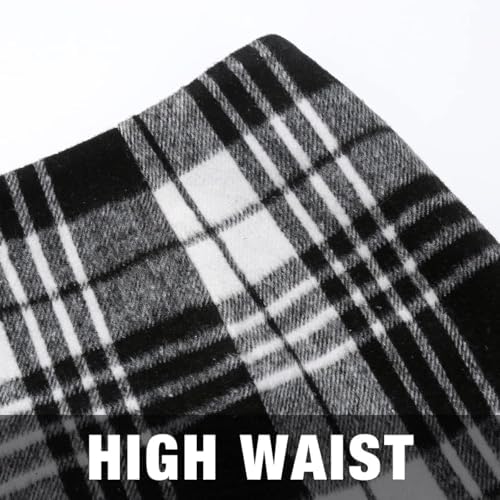 IDEALSANXUN Plaid Skirts for Women Fall Winter Knee Length Pencil Wool Skirt with Slit