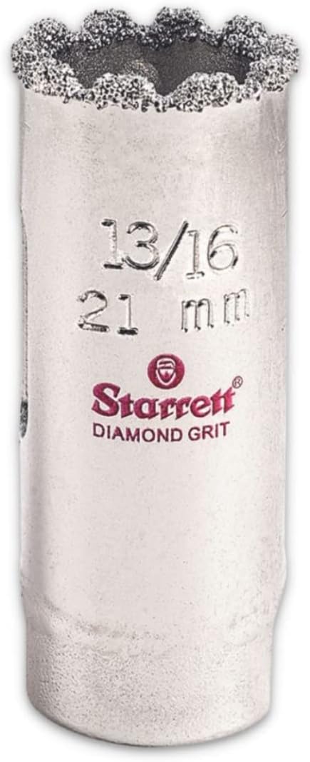 Starrett Diamond Grit Hole Saw 13/16" Dia, 1-5/8" Cutting Depth | Ideal For Drilling Small Diameter Holes, 1/2-20 Thread Size, XA1 Arbor, Silver, KD1036-N