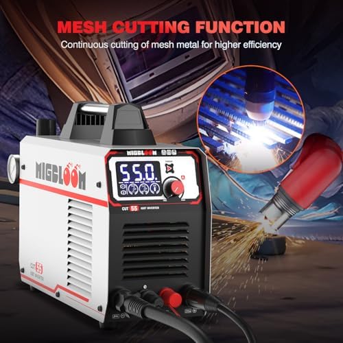 Plasma Cutter 55Amp Non Touch Pilot Arc Non-High Frequency,Non-Touch Dual Voltage 110V/220V Plasma Cutting Machine with LCD Screen IGBT Inverter 3/4'' Max Cut, Post Flow Mesh Cut 2T/4T
