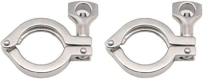 Beduan 1.5" Sanitary Tri Clamp, 304 Stainless Steel Single Pin Heavy Duty Tri Clamp Clover with Wing Nut for Ferrule TC 1.5" (Pack of 2)