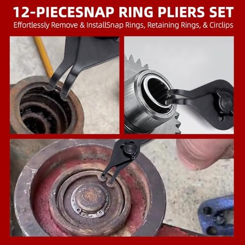 WISEUP 12 Pcs Snap Ring Pliers Set, Heavy Duty Circlip Pliers Kit tool
