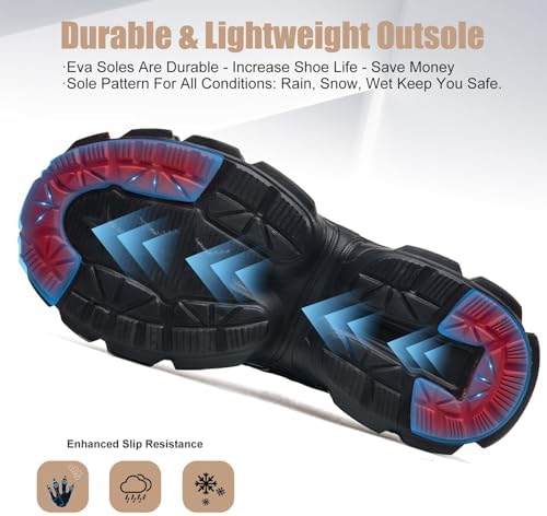 Hogent Steel Toe Shoes for Men Women - Non Slip & Lightweight Work Shoes