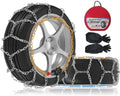 Auto-Fixing Snow Chains, 30s Quick Fit Easy Installation Tire-Chains, Portable Reusable High Carbon Steel Anti Slip Tire Chain for Passenger Car, Pickup Trucks and SUV - Set of 2