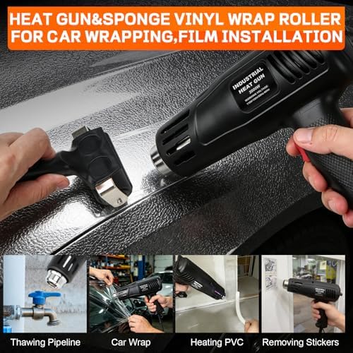 48PCS Vinyl Wrap Tool Window Tinting Kit with Heat Gun,Car Wrapping Kit for Window Tint Include Sponge Roller,Magnet Holder,Tint Squeegee,Film Cutter,Vinyl Tucking Tool for Car Film Installation