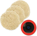 Wool Polishing Pads, SPTA 8"(200mm) 100% Natural Wool Buffing Pad with Hook & Loop Backing 4pcs Set Come with 5/8-11 Thread Backing Plate for Car Polishing, Buffing and Cutting