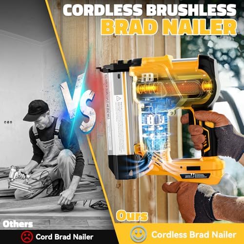 Ecarke Cordless 2 Inch Brad Nailer Compatible with DeWalt 20V Battery(Tool only),2 In 1 Electric Nail Gun,18GA Staple Gun with 1000 Nails, Battery Powered Nail Gun for Trim Wood Crafting Home DIY