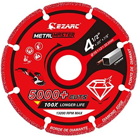 EZARC Diamond Cutting Wheel 4 1/2 x 7/8 Inch for Metal, Cut Off Wheel with 5000+ Cuts on Rebar, Steel, Iron and INOX