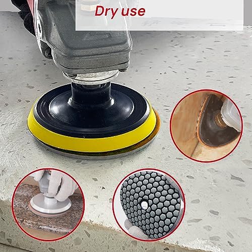 DT-DIATOOL Dry Diamond Polishing Pads 4 Inch for Granite Marble Quartz Stone Countertop Tiles 8 Pieces WBUFF