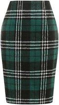 IDEALSANXUN Plaid Skirts for Women Fall Winter Knee Length Pencil Wool Skirt with Slit