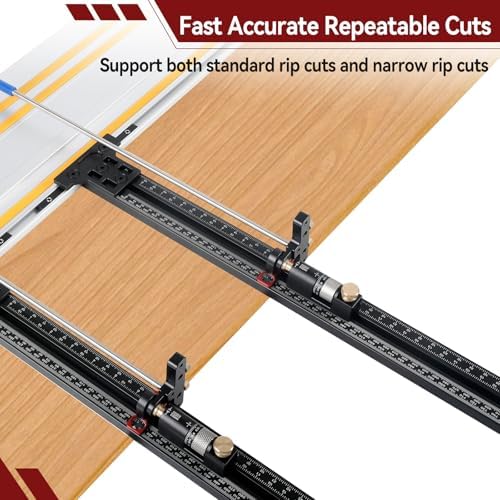 Track Saw Parallel Guide System | Micro-Adjustable Flip Stop, Zero Calibration, Repeatability for Rip Cuts