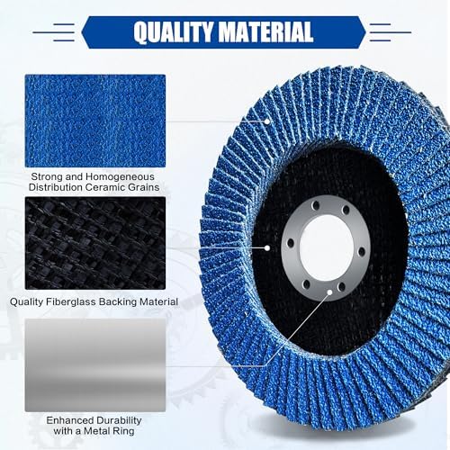 40 Pack Flap Discs 4 1/2" for Angle Grinder, 40/60/80/120 Grit, T29 Flap Disc, Die Grinder Sanding Disc, Zirconia Grinding Wheel for Metal, Wood, Stainless Steel Polishing Finishing