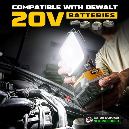 MtiolHig Cordless LED Work Light Compatible with Dewalt 20v Battery, 112W 11200Lumens Underhood Work Light Tool Gifts for Men, with USB & Type-C Charging Port Emergency for Workshop(Tool Only)